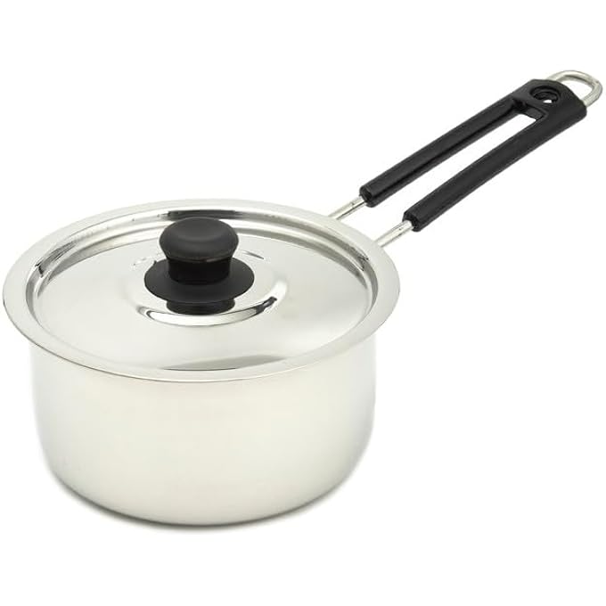 هومواي قدر طهي متين من الفولاذ المقاوم للصدأ مقاس 17 سم مع غطاء لتوزيع الحرارة بكفاءة Hw3564