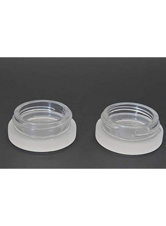 SYBL 2 قطعة 5 جرام/5 مل/0.17 أونصة زجاجة كريم زجاجية فارغة فاخرة من الزجاج المصنفر مع موزع مستحضرات تجميل، حاوية قابلة لإعادة التعبئة، حامل قارورة، تخزين العينات مع غطاء من الخيزران الصديق للبيئة لكريم العين والمراهم وبلسم الشفاه - Image 3