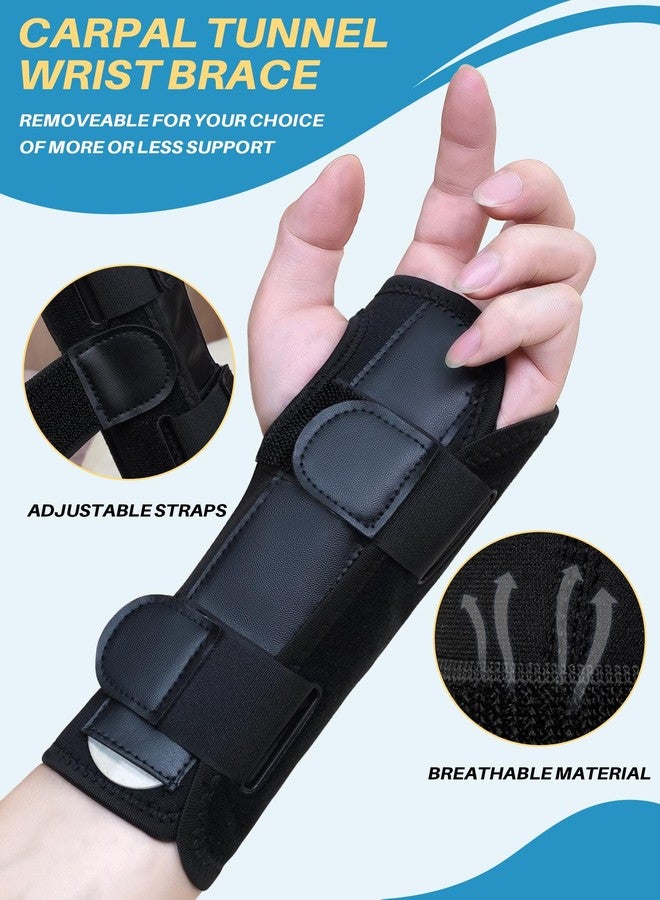 AMITOFO Carpal Tunnel Wrist Brace: Night Support Hand Brace for Women and Men - Wrist Splint Pain Relief Support for Tenosynovitis Tendonitis Arthritis Sprain Black Right Hand - Image 3