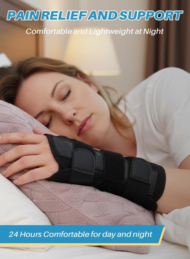 AMITOFO Carpal Tunnel Wrist Brace: Night Support Hand Brace for Women and Men - Wrist Splint Pain Relief Support for Tenosynovitis Tendonitis Arthritis Sprain Black Right Hand - Image 2