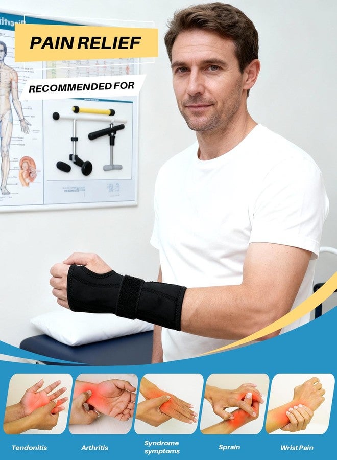 AMITOFO Carpal Tunnel Wrist Brace: Night Support Hand Brace for Women and Men - Wrist Splint Pain Relief Support for Tenosynovitis Tendonitis Arthritis Sprain Black Right Hand - Image 4