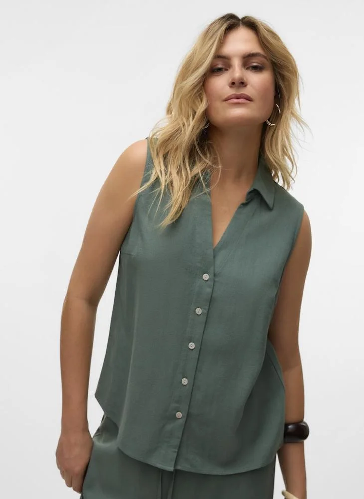 VERO MODA VMMYMILO SL linen V-NECK SHIRT WVN  GA