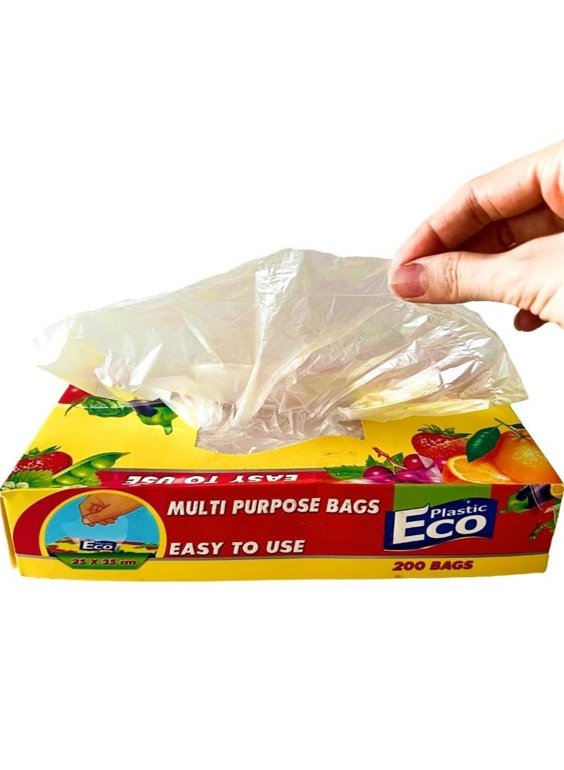 اکو بلاستيك 200 كيس تجميد 25 × 35 سم أكياس متعددة الأغراض  - Image 1
