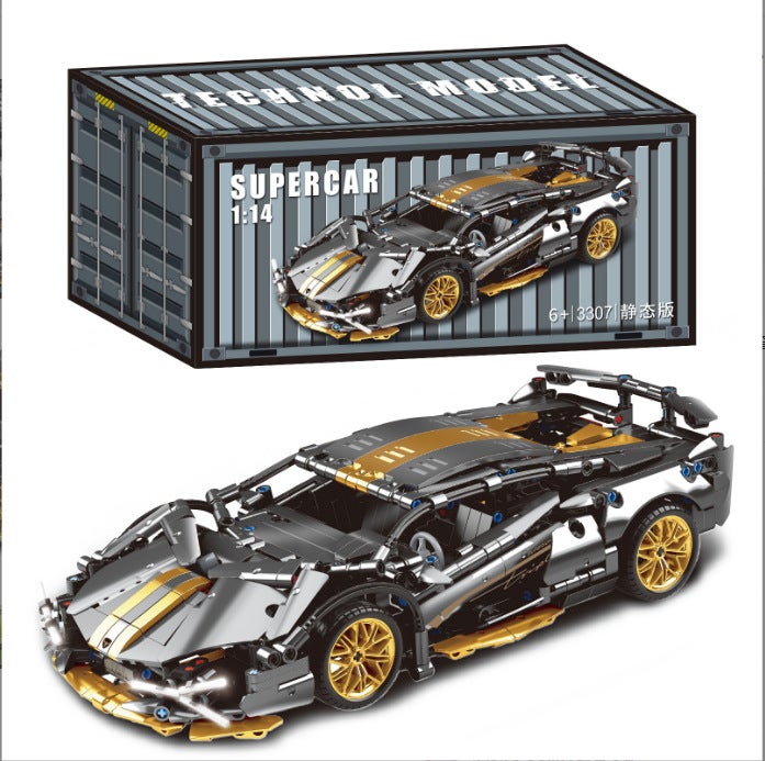 Compatible With Lego Cyberpunk Sports Car 1:14 Green Cow Model Baoshi Children'S Toy Back Car Gift - Image 5