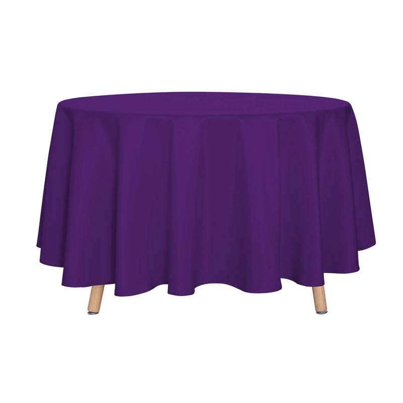 sancua Round Tablecloth  90 Inch  Water Resistant Spill Proof Washable Polyester Table Cloth Decorative Fabric Table Cover for Dining Tables Buffet Parties and Camping Purple
