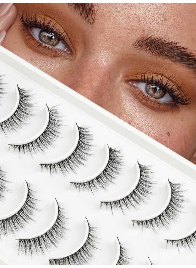EMEDA False Eyelashes Natural Look 10mm Short Very Small False Lashes Wispy with 010mm Thin Band Every Day Naturales Fake Eye Lash Strips 10 Pairs Pack by EMEDA FR105 - Image 2