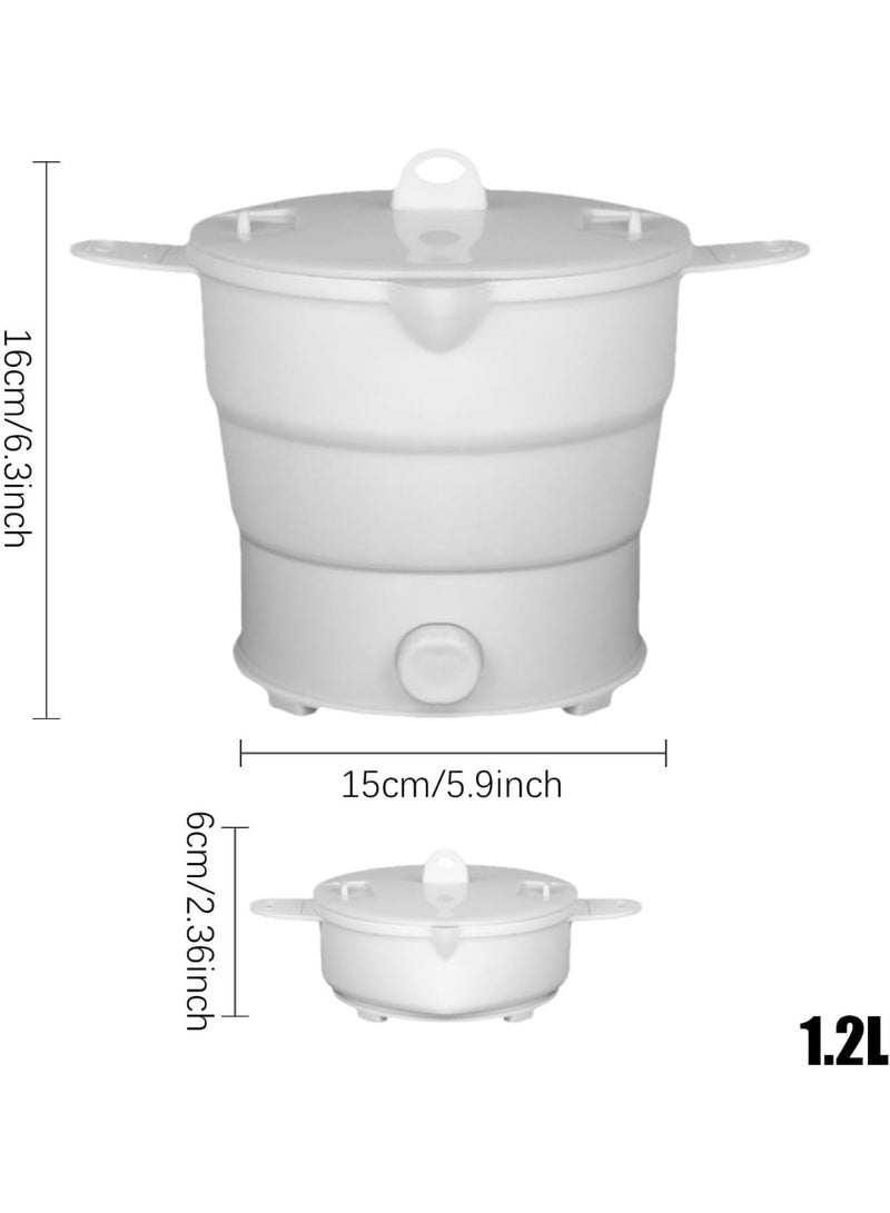 كيلا قدر كهربائي محمول قابل للطي سعة 1.2 لتر، قدر طهي عملي قابل للطي، 6.3 × 5.9 بوصة، أواني طهي سفر مقاومة للتآكل، أواني ساخنة آمنة غذائيًا لطهي المعكرونة والحساء والأرز للسكن الجامعي والمكتب والمنزل - Image 2