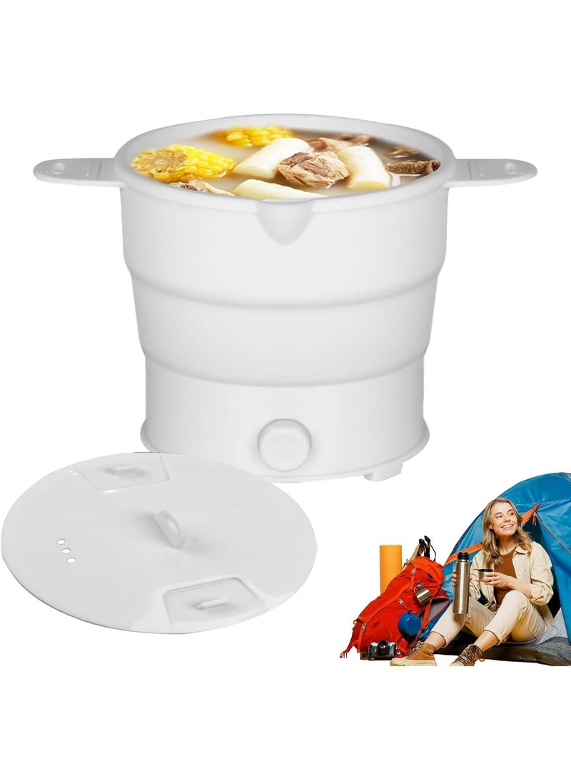 كيلا قدر كهربائي محمول قابل للطي سعة 1.2 لتر، قدر طهي عملي قابل للطي، 6.3 × 5.9 بوصة، أواني طهي سفر مقاومة للتآكل، أواني ساخنة آمنة غذائيًا لطهي المعكرونة والحساء والأرز للسكن الجامعي والمكتب والمنزل - Image 1