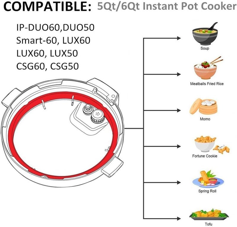 ZoneFly Silicone Sealing Ring 6qt for Instant Pot Sealing ring for 6 5qt Insta Pot, Sweet and Savory, Food-grade Silicone Fits IP-DUO60, IP-LUX60, IP-DUO50, IP-LUX50, Smart-60, IP-CSG60 and IP-CSG50-2 Pack - Image 3