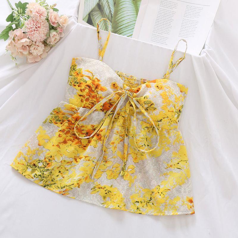 French Style Lace-Up Vest Sling New Design Sense Niche Small Fresh Sweet And Spicy Foreign Style Slim-Fit Slimming All-Match Top - Image 1