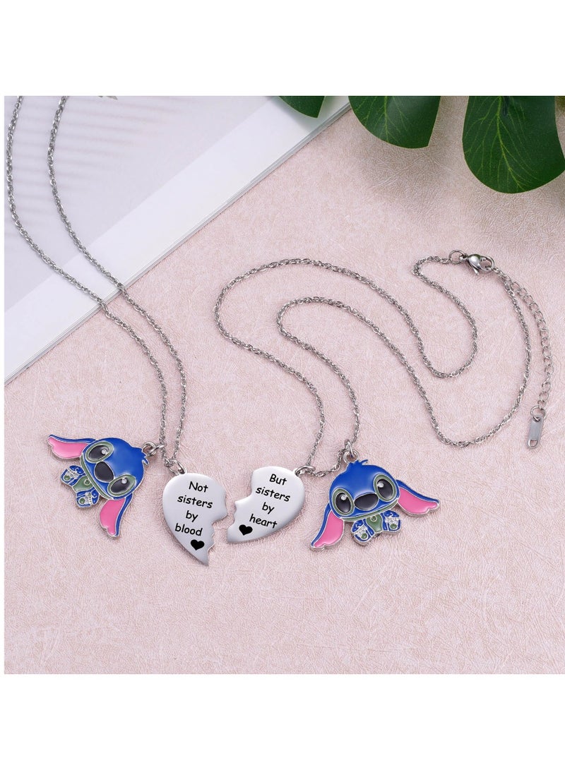 Excefore Best Friend Stitch Necklace, Friendship Matching Heart Necklace for 2 Girls, Lilo and Stitch Jewelry for Friends, BFF Bestie - Image 4
