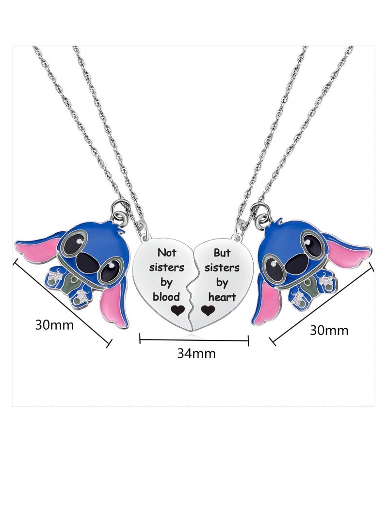 Excefore Best Friend Stitch Necklace, Friendship Matching Heart Necklace for 2 Girls, Lilo and Stitch Jewelry for Friends, BFF Bestie - Image 5