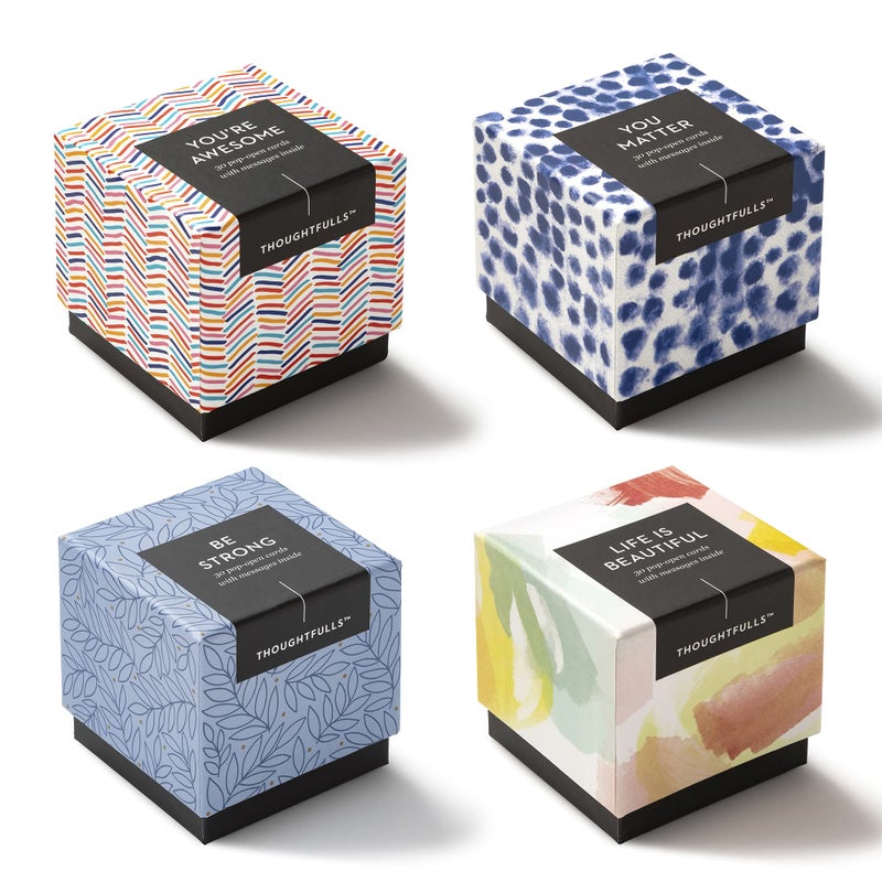 مجموعة بطاقات Compendium ThoughtFulls PopOpen 4 - أنت رائع، أنت مهم، كن قويًا، الحياة جميلة - 120 بطاقة PopOpen كل منها برسالة مختلفة داخلها