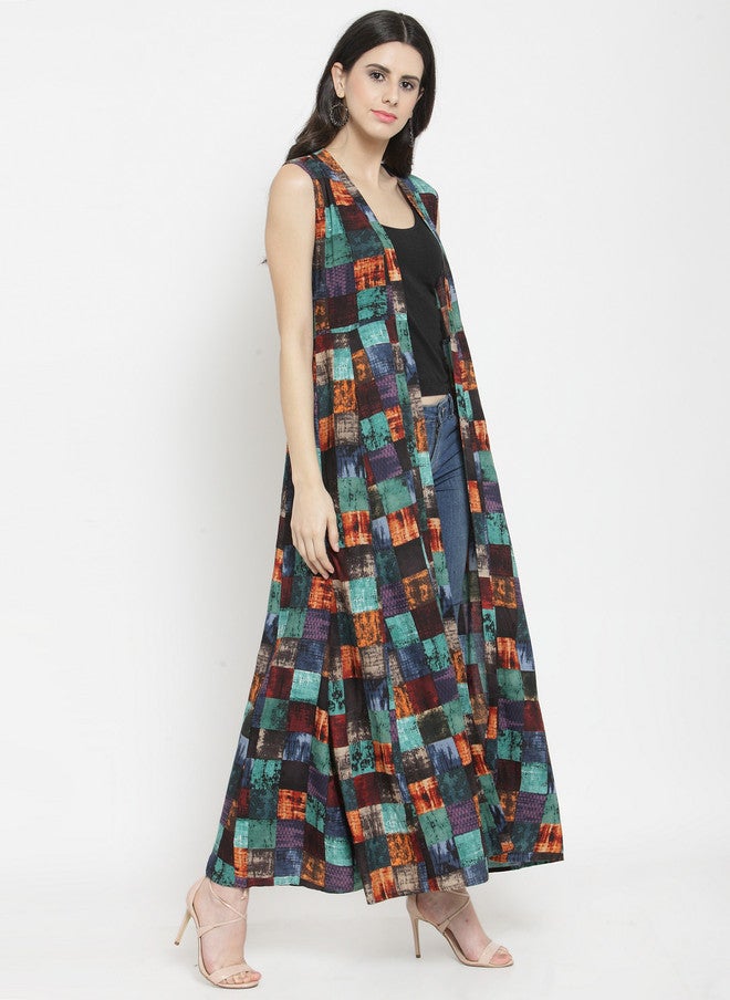Indibelle Women Multicolored Printed Open Front Fusion Shrug - Image 5
