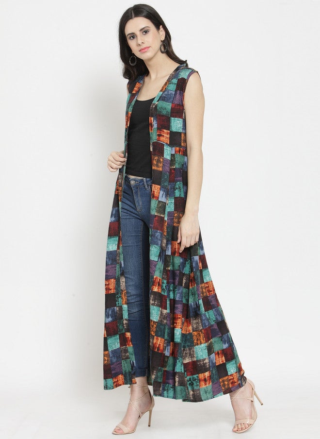 Indibelle Women Multicolored Printed Open Front Fusion Shrug - Image 3