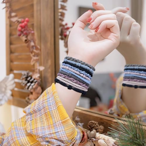 SYGY 20 PCS Boho Hair Ties, Bracelets Hair Ties for Thick or Thin Hair, 4 Styles Boho Ties for Ponytail Holders, 2.36’’ Hair Ties No-Damage, Multicolor - Image 5