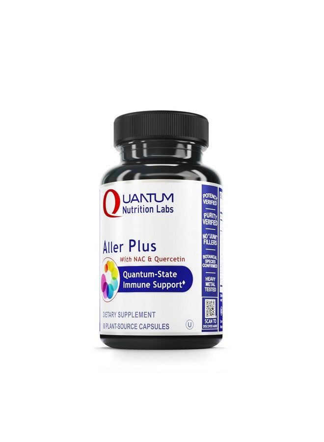 Quantum Nutrition Labs Aller Plus - A Lung Health Supplement with NAC/N-Acetyl Cysteine, Featuring Bromelain, Reishi Mushroom & Quertecin, Immune Support Formula - 60 Vegetarian Capsules - Image 1