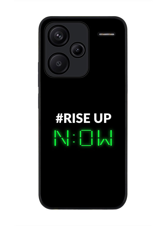 Stylizedd حافظة حواف سوداء متينة لهاتف Xiaomi Redmi Note 13 Pro Plus، حافظة مرنة رقيقة من مطاط TPU - Rise Up - Image 1