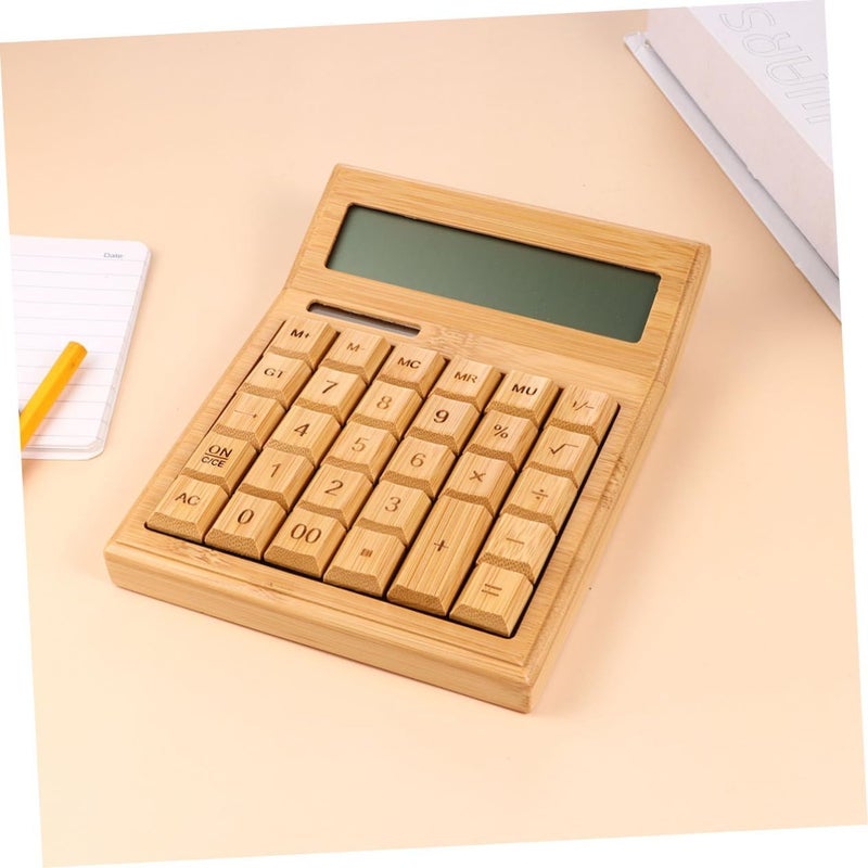 Retro Solar Calculator Light Brown 17 5x13cm Portable Desk Accessory LCD Display - Image 2