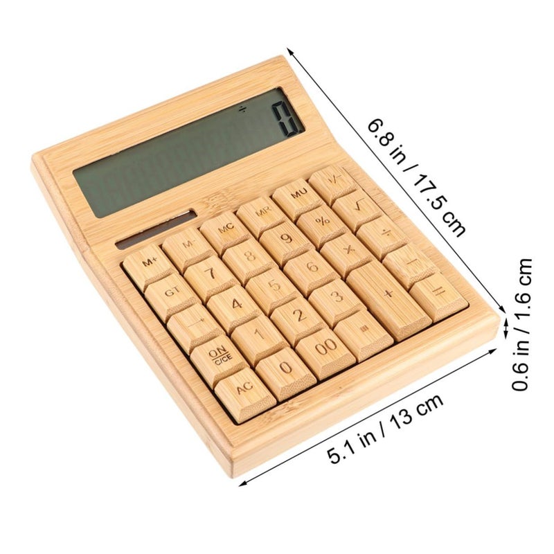Retro Solar Calculator Light Brown 17 5x13cm Portable Desk Accessory LCD Display - Image 3