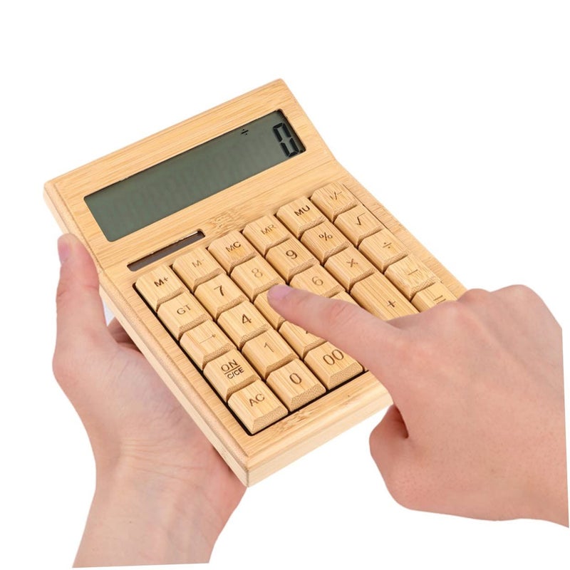 Retro Solar Calculator Light Brown 17 5x13cm Portable Desk Accessory LCD Display - Image 5