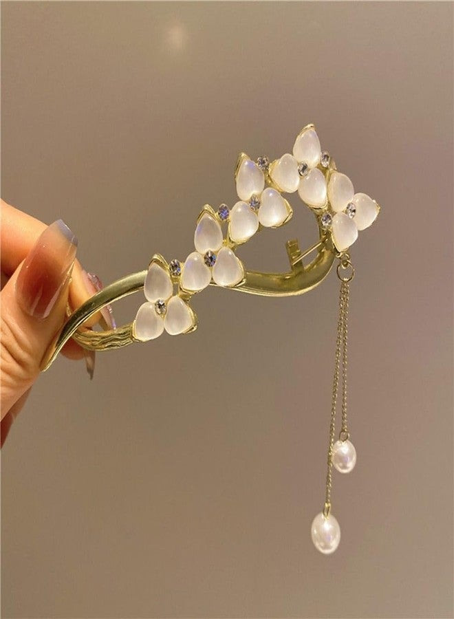 Ashkash 1Pcs Lady One Word Faux Pearl Tassel Hairpin Korean Style Twist Banana Hairpin Hair Accessories Women - Image 3