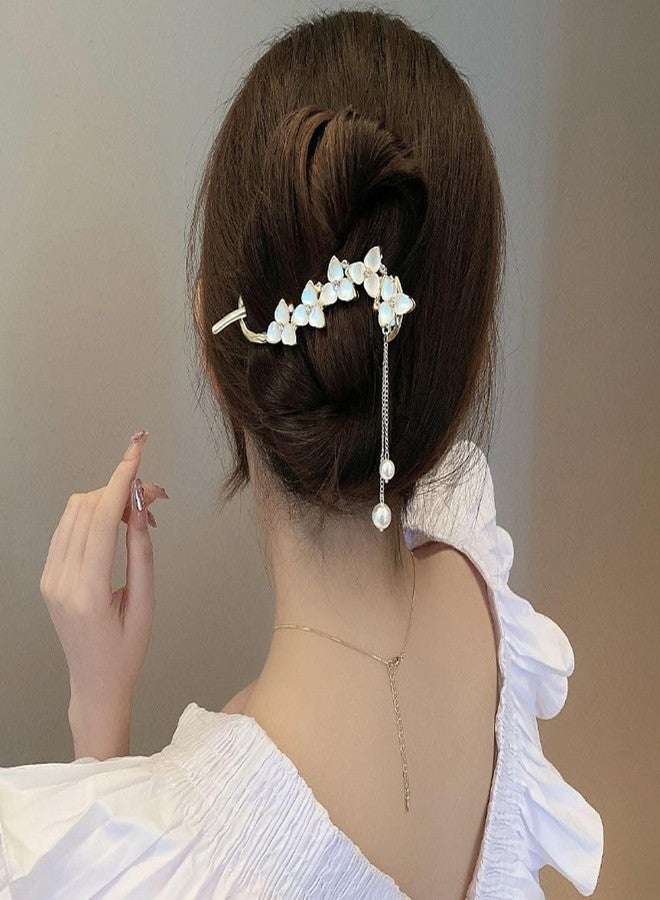 Ashkash 1Pcs Lady One Word Faux Pearl Tassel Hairpin Korean Style Twist Banana Hairpin Hair Accessories Women - Image 5