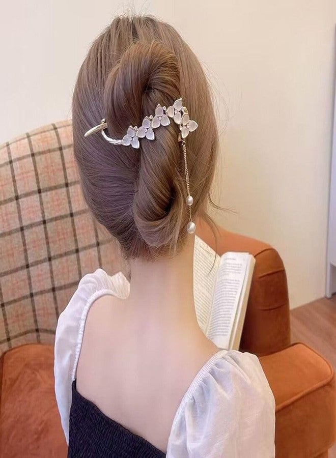 Ashkash 1Pcs Lady One Word Faux Pearl Tassel Hairpin Korean Style Twist Banana Hairpin Hair Accessories Women - Image 4