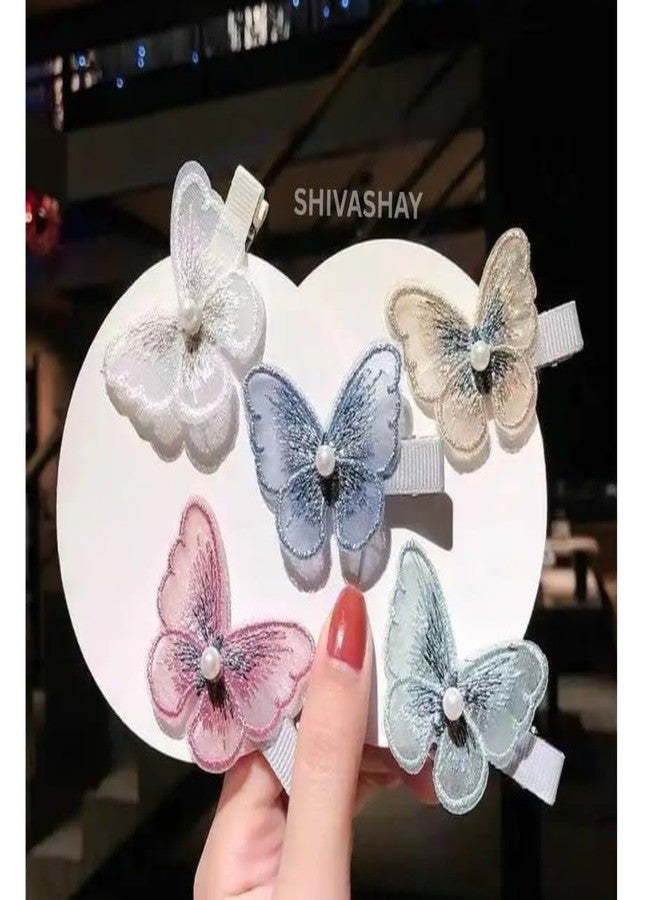 Shivashay 3D Looks Colorful Fabric Butterfly Hair Clips | Glitter Hair Accessories | Moving Butterfly | Hair Clamps Hair Barrettes Strong Hold Hair Pins (Multicolor, Pack of 3) - Image 3