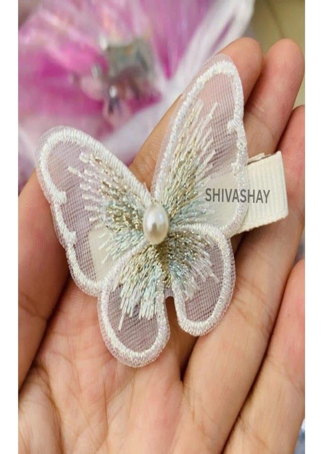 Shivashay 3D Looks Colorful Fabric Butterfly Hair Clips | Glitter Hair Accessories | Moving Butterfly | Hair Clamps Hair Barrettes Strong Hold Hair Pins (Multicolor, Pack of 3) - Image 4