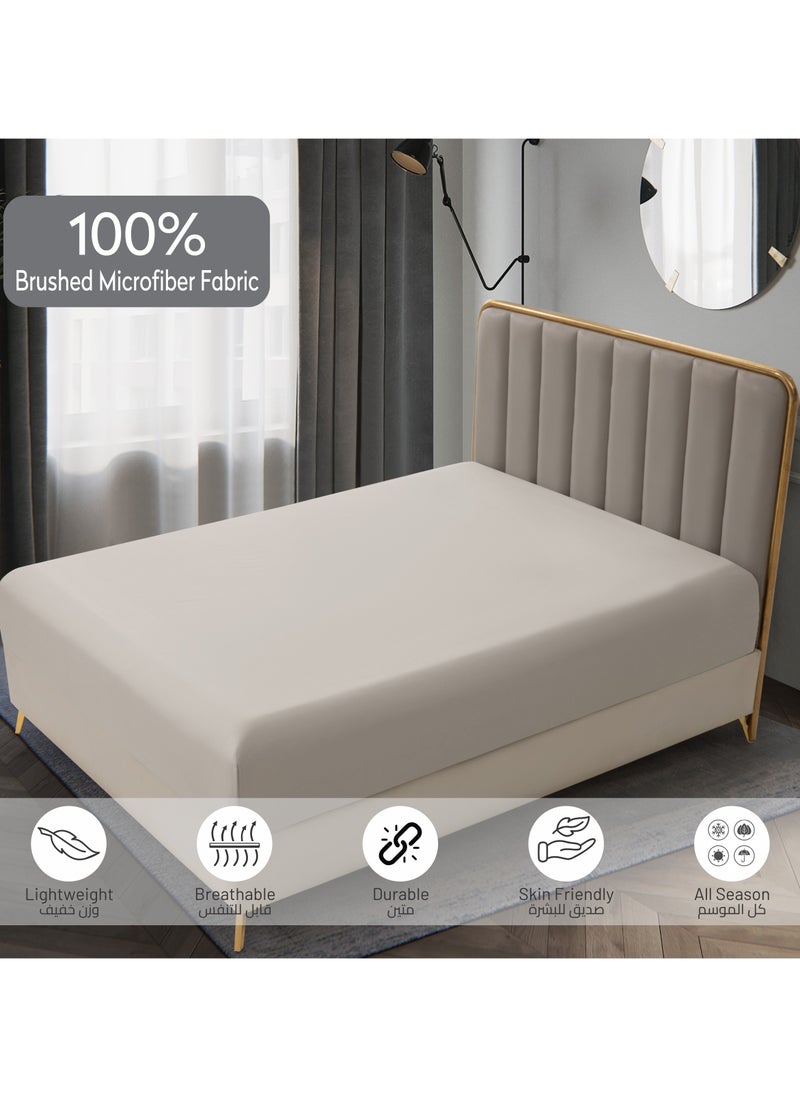 Donetella Bedding Fitted Sheet - Fits 180x200 Cm For King Bed - 3 Pcs (1 Fitted Sheet and 2 Pillowcases) - 35 Cm Deep Pocket - Solid Bed Sheet  - Image 5