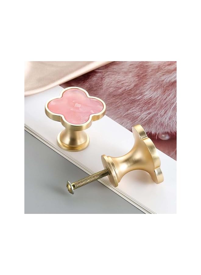 The Bros 6 Pcs Four-Leaf Clover Knobs Zinc Alloy Handle with Screws for Cabinet Closet Drawer Kitchen Furniture Wardrobe (Pink) - Image 4
