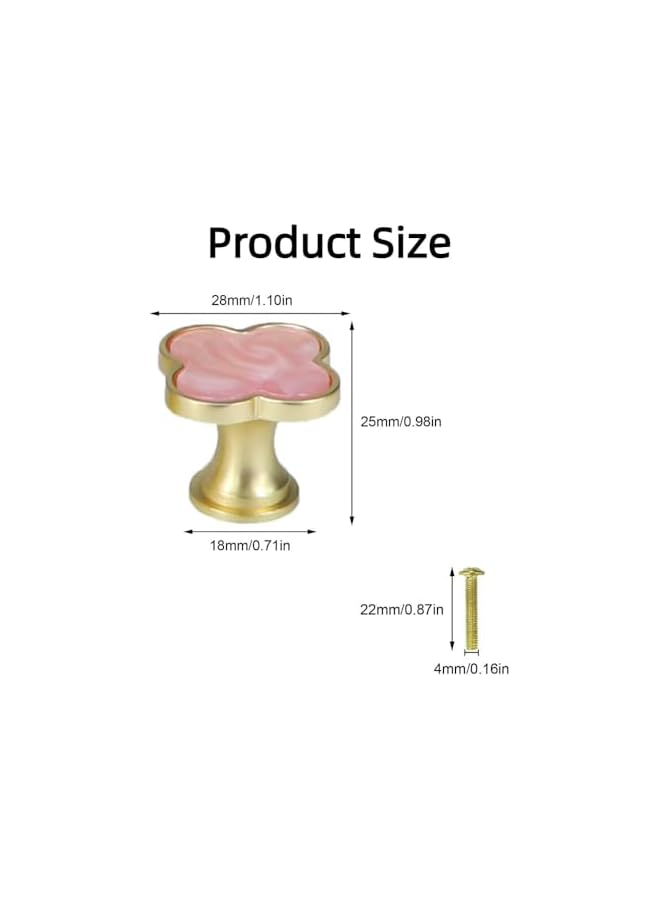 The Bros 6 Pcs Four-Leaf Clover Knobs Zinc Alloy Handle with Screws for Cabinet Closet Drawer Kitchen Furniture Wardrobe (Pink) - Image 2