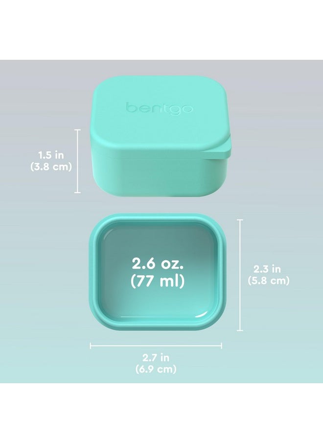 Bentgo Sidekicks 2-Pack Silicone Container Set - Dipping Sauce Cups for Condiments & Small Snacks, Reusable, Durable, & Leak-Proof Liquid Storage, Salad Dressing Container - 2.6 oz (Gray & Aqua)