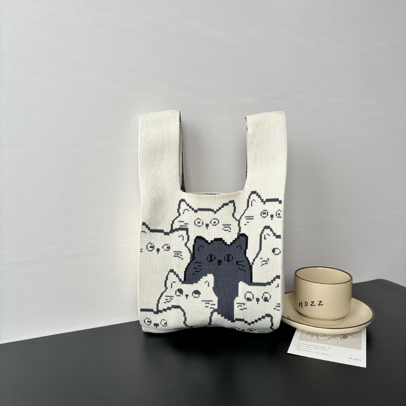 Advanced Sense Knitted Bag New Cartoon Wrist Bag Vacation Bag Handbag Niche All-Match Hand Bag Gift Bag - Image 1