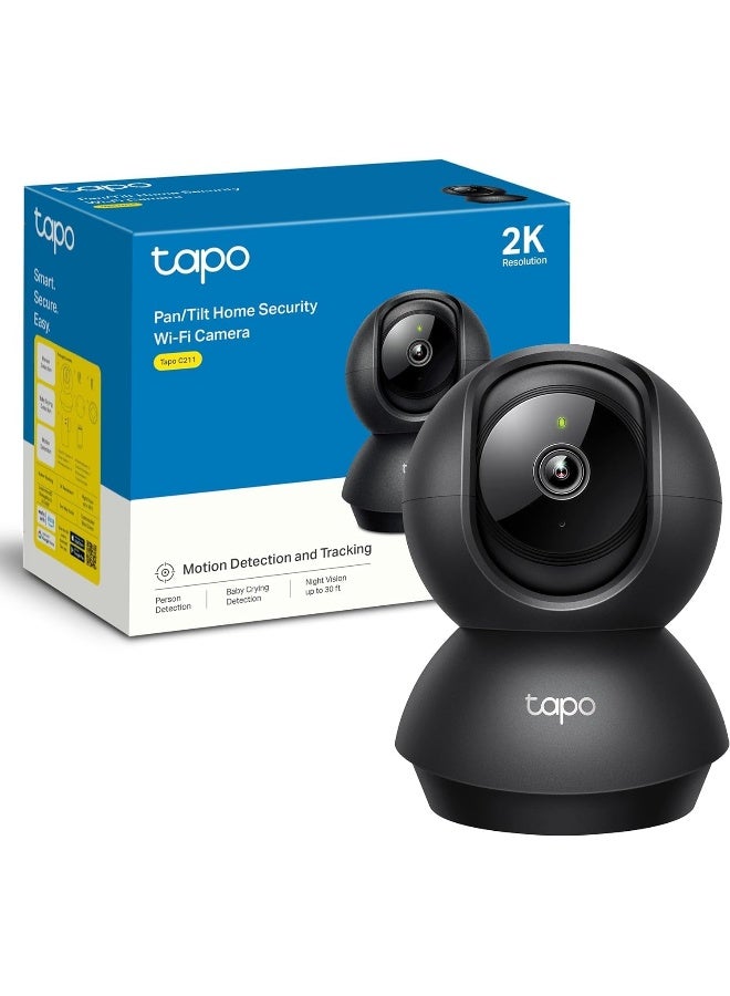 tapo كاميرا أمان داخلية بان/ميل من Tapo TP-Link بدقة 2K لمراقبة الأطفال والحيوانات الأليفة | كشف الحركة والتتبع | صوت ثنائي الاتجاه | تخزين سحابي وبطاقة SD | تعمل مع أليكسا وجوجل هوم | سوداء C211 - Image 3