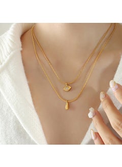 Minimalist Tassel Diamond Necklace for Women P1370-Golden Double Necklace