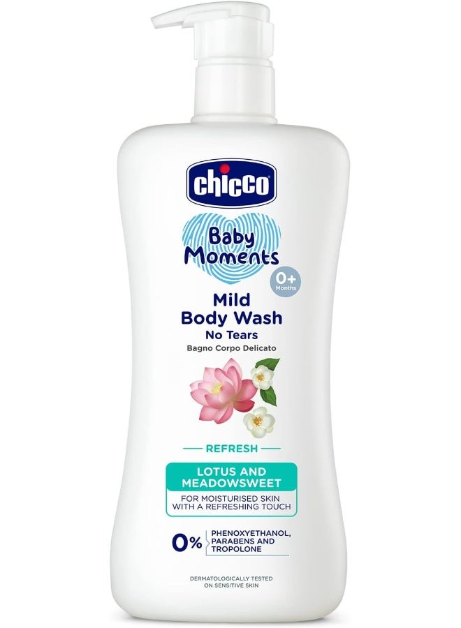 شيكو غسول الجسم الخفيف المنعش من شيكو بيبي مومنتس، تركيبة متقدمة جديدة بمكونات طبيعية، بدون دموع أو صابون، تركيبة خفيفة لغسول جسم الطفل، خالية من الفينوكسي إيثانول والبارابين (500 مل) - Image 1