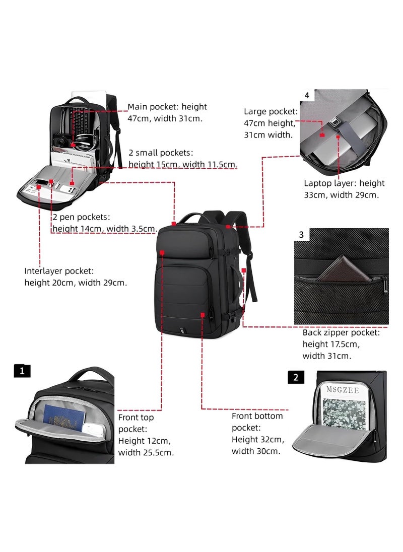 Skycare - Skycare Business Travel Waterproof Backpack, Multi-functional Large Capacity Expandable Computer Bag for Handheld or Shoulder Carry - Image 1