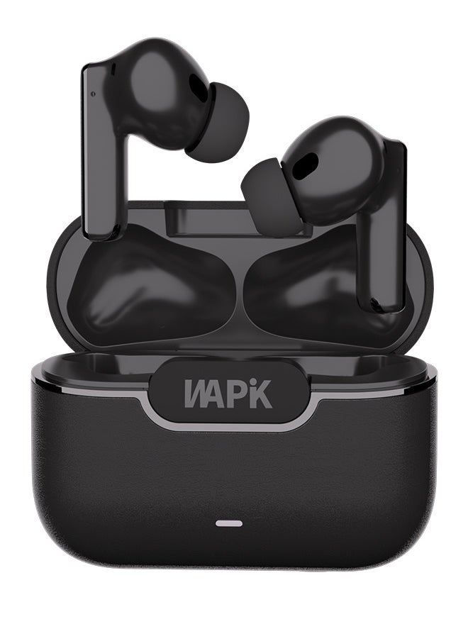 WAPIK Korean True Wireless Earphones – 6-Mic Hybrid ANC with AI Wind Noise Reduction, -42dB Noise Cancelling, 30H Battery Life, Bluetooth 5.4, IPX5 Waterproof, Powerful Bass 