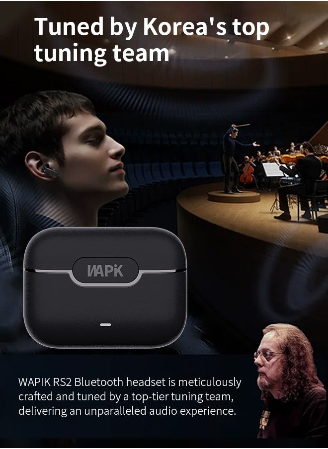 WAPIK - Korean True Wireless Earphones – 6-Mic Hybrid ANC with AI Wind Noise Reduction, -42dB Noise Cancelling, 30H Battery Life, Bluetooth 5.4, IPX5 Waterproof, Powerful Bass - Image 1