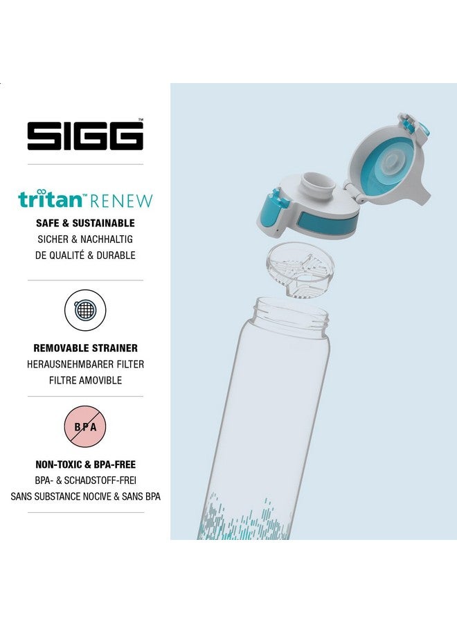 Sigg Tritan Renew Transparent Water Bottle Total Clear One Myplanet Aqua For Carbonated Beverages Dishwasher Safe With Fruit Strainer Leakproof & Lightweight Bpa Free Aqua 25 Oz - Image 3
