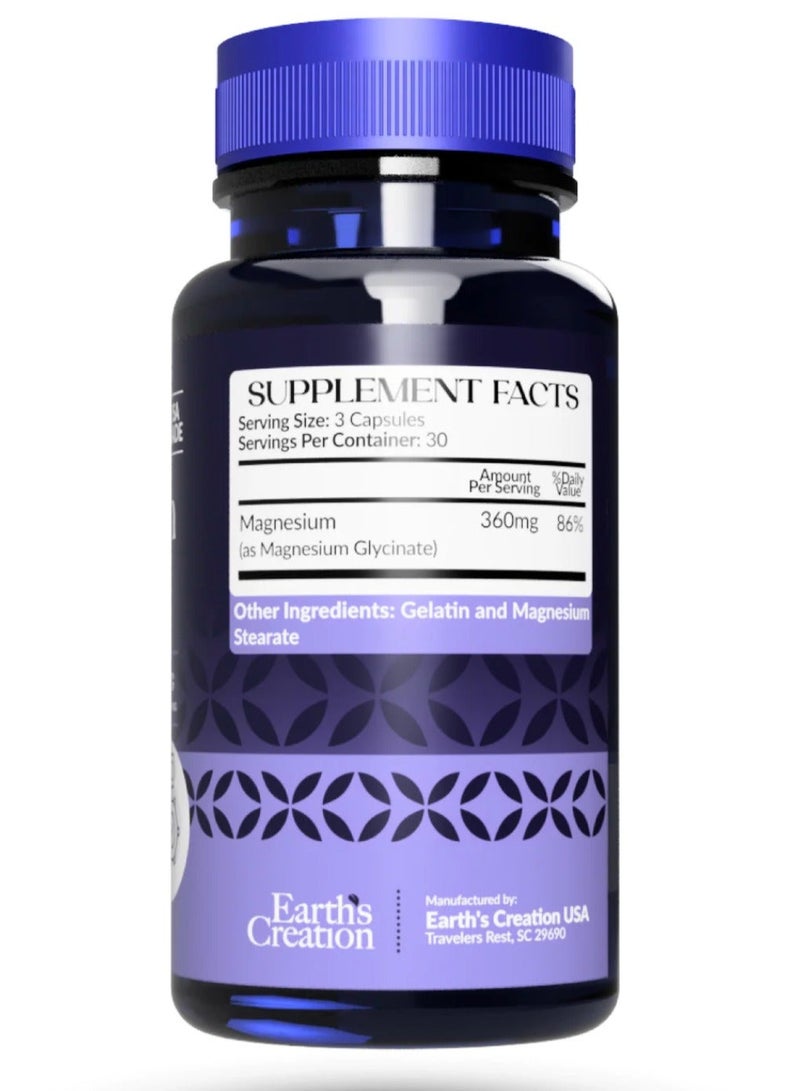 Earth's Creation Magnesium Glycinate 360mg Calm, Physical Relaxation and Heart Nerve Bone Health Whole Body USA Made - Image 4