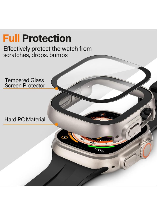 Miimall Case Compatible with Apple Watch Ultra 49mm Tempered Glass Screen Protector, Ultra-Thin Hard PC Shockproof All-Around Bumper iWatch Protective Cover Case for Apple Watch Ultra 49mm-Silver - Image 4
