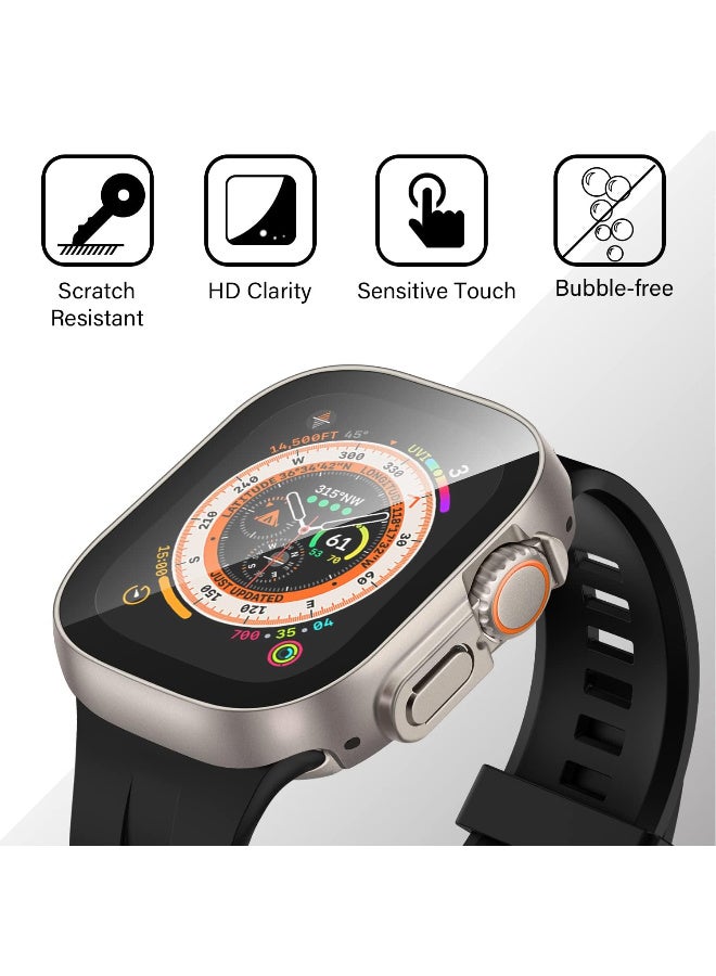 Miimall Case Compatible with Apple Watch Ultra 49mm Tempered Glass Screen Protector, Ultra-Thin Hard PC Shockproof All-Around Bumper iWatch Protective Cover Case for Apple Watch Ultra 49mm-Silver - Image 3