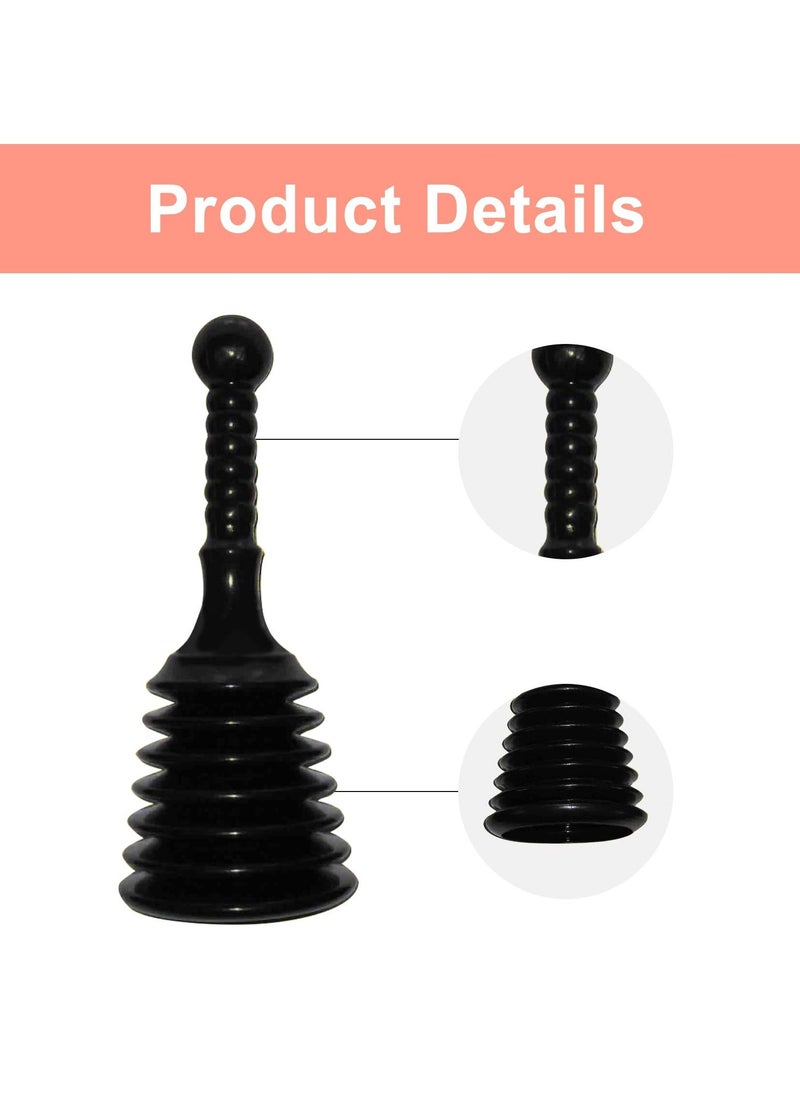 Small Sink and Drain Plunger, Unclogging Tool for Kitchen Sinks, Bathroom Drains, Showers, Bathtubs, Bath Unblocker for Clearing Blockages, Black - Image 2