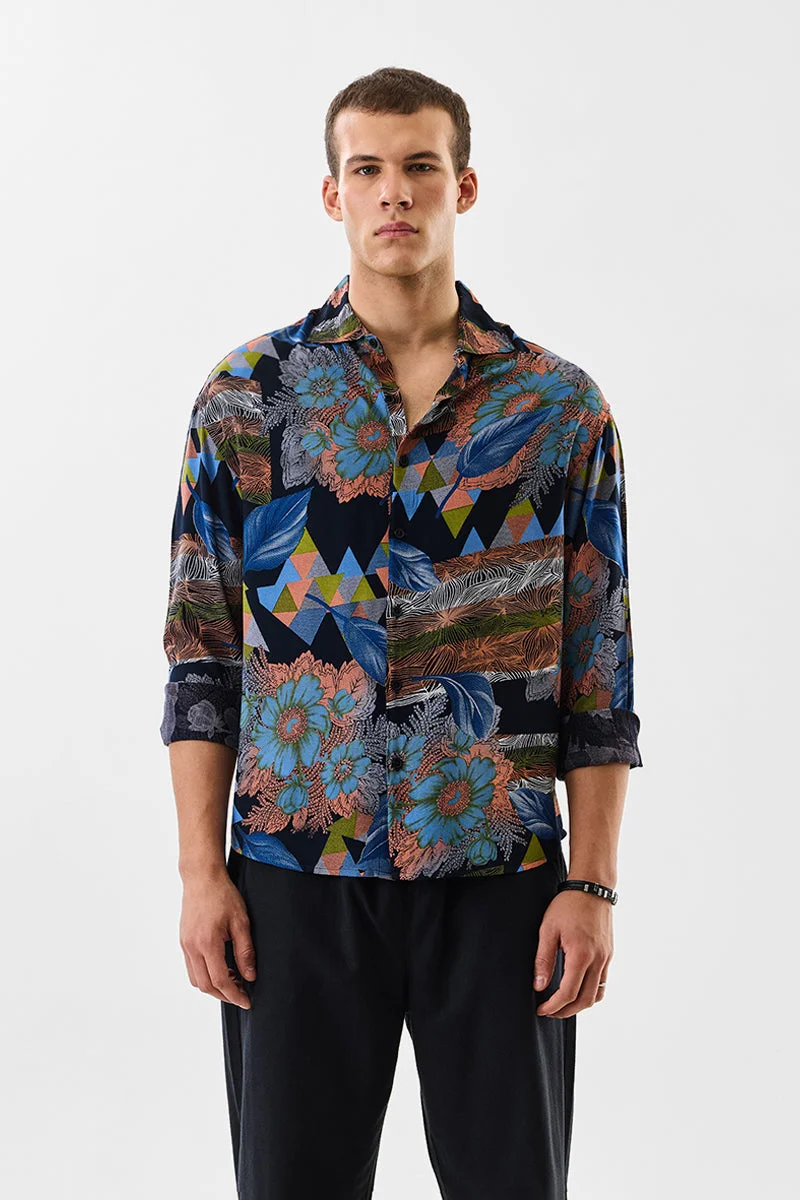 SNITCH Regular Fit 100% Viscose Floral Shirt
