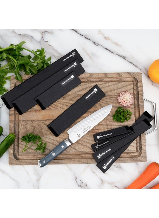 Restaurantware Sensei Knife Sleeves, Set of 8 Knife Protectors - For Kitchen Knives, Felt Lining, Black Plastic Knife Blade Guards, Durable, Cut-Proof  - Image 3
