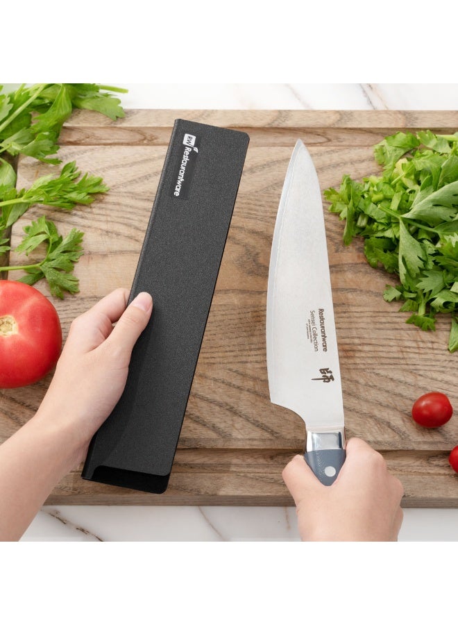 Restaurantware Sensei Knife Sleeves, Set of 8 Knife Protectors - For Kitchen Knives, Felt Lining, Black Plastic Knife Blade Guards, Durable, Cut-Proof  - Image 5