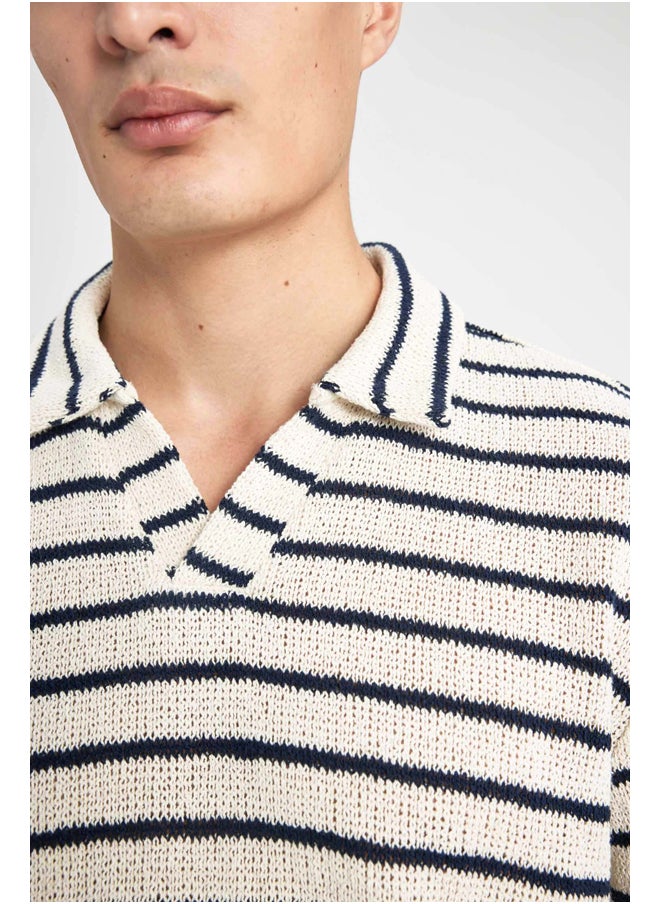 DeFacto Man Regular Fit Resort Neck Short Sleeve Smart Casual Knitted Polo T-Shirt  - Image 3